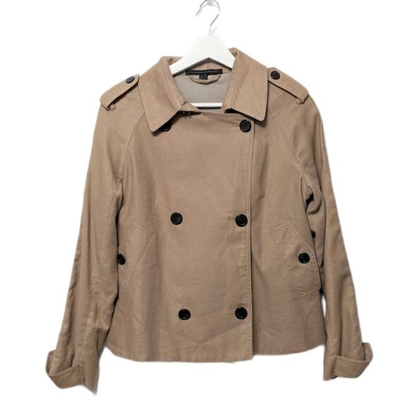 KATHERINE BARCLAY Linen Ruffle Military Jacket S - Picture 2 of 8